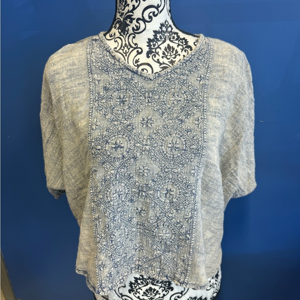 EARTHBOUND Blue and Gray Women's Blouse